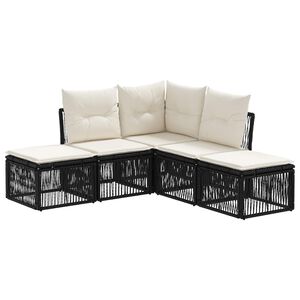 vidaXL Tuinbankenset 5 st Zwart poly rattan