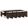 vidaXL 11-delige Tuinset met kussens poly rattan bruin