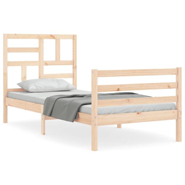 vidaXL Bedframe met hoofdbord massief hout