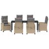vidaXL Tuin eettafelset met kussen 7 pcs Beige poly rattan