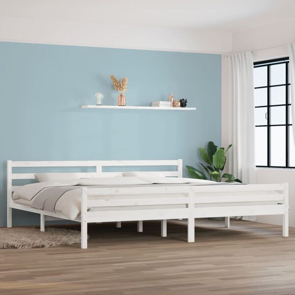 vidaXL Bedframe massief hout wit 180x200 cm