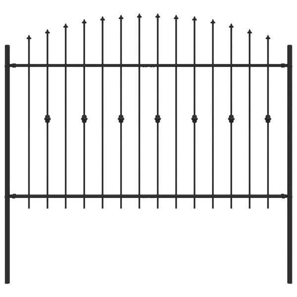 vidaXL Spike Fence Zwart 200 x 130 cm Gepoedercoat staal