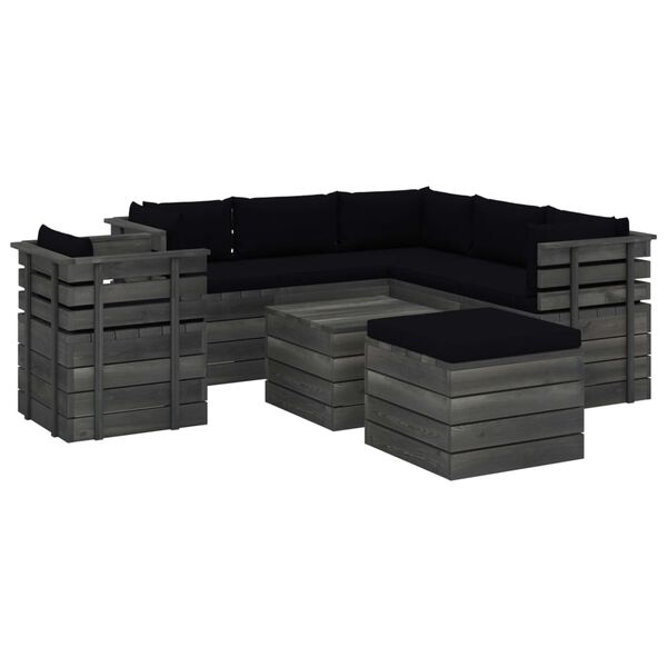 vidaXL 8-delige Loungeset met kussens pallet massief grenenhout