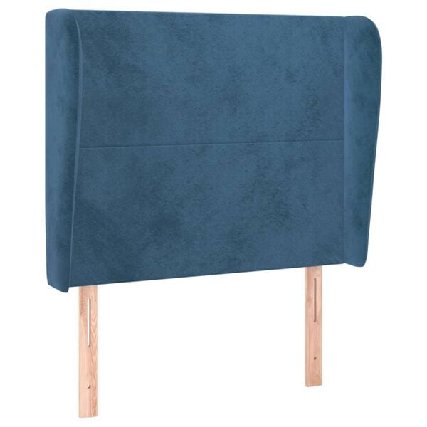 vidaXL Hoofdbord met randen 103x23x118/128 cm fluweel donkerblauw