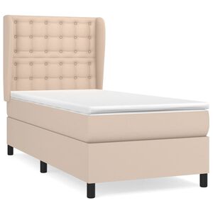 vidaXL Boxspring met matras kunstleer cappuccinokleurig 80x200 cm