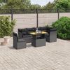 vidaXL 7-delige Loungeset met kussens poly rattan zwart