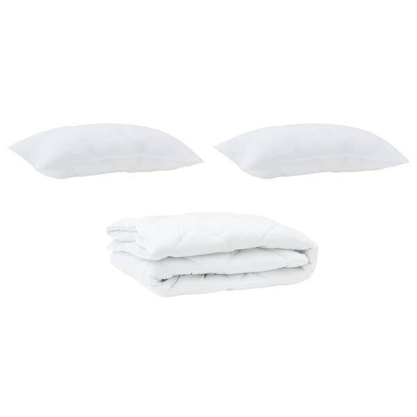 vidaXL Dekbed met kussen 3 pcs Wit Microfibre