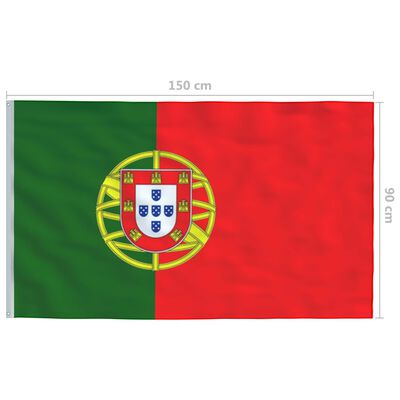vidaXL Vlag met vlaggenmast Portugal 6,2 m aluminium