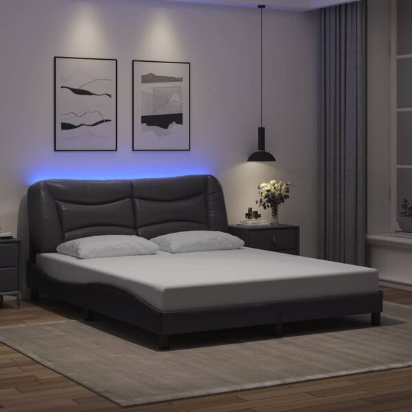 vidaXL Bedframe met LED zonder matras "Hvar" grijs 160x200 cm