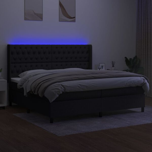 vidaXL Boxspring met matras en LED stof zwart 200x200 cm