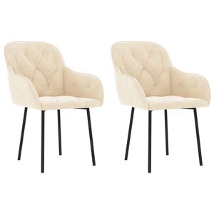 vidaXL Eetkamerstoelen 2 st fluweel cr&egrave;mekleurig