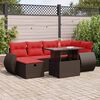 vidaXL 7-delige Loungeset met kussens poly rattan bruin