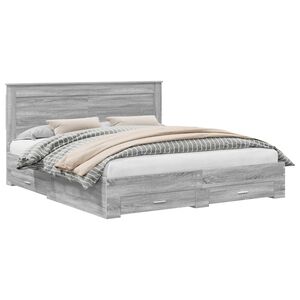 vidaXL Bedframe met lade met hoofdeinde met opslag Bewerkt hout