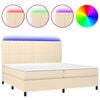 vidaXL Boxspring met matras en LED stof cr&egrave;mekleurig 200x200 cm
