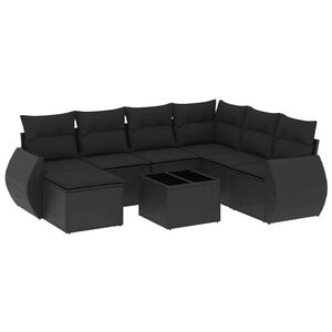 vidaXL 8-delige Loungeset met kussens poly rattan zwart