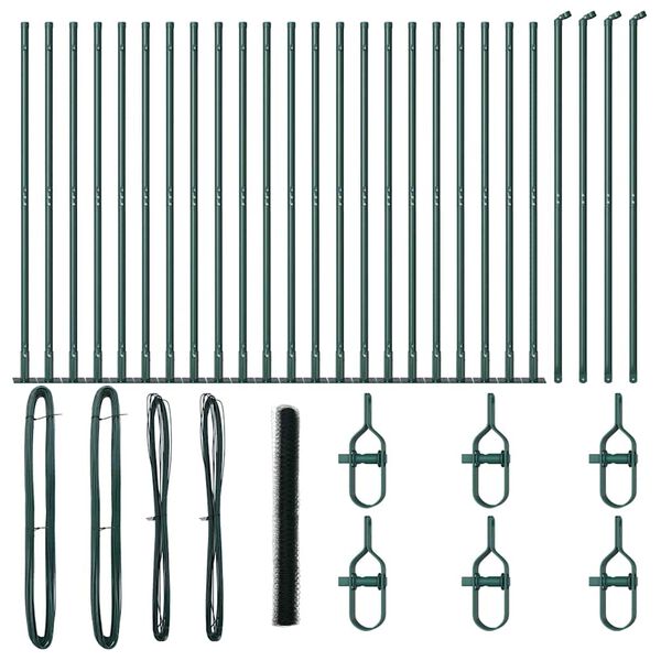 vidaXL Hecke met palen Groen 1.4 x 50 m PVC-gecoat staal