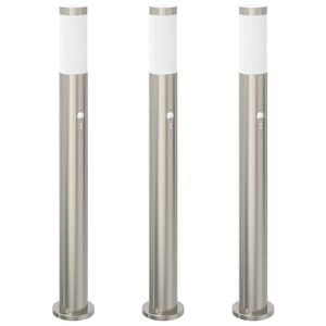 vidaXL Bolderverlichting met sensor 3 stuks 80 cm RVS IP44