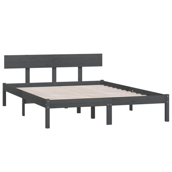 vidaXL Bedframe massief grenenhout grijs 150x200 cm