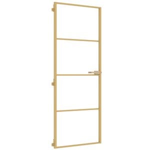 vidaXL Binnendeur smal 76x201,5 cm gehard glas en aluminium goudkleur