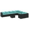 vidaXL 10-delige Loungeset met kussens poly rattan zwart