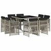 vidaXL 9-delige Tuinset met kussens poly rattan lichtgrijs