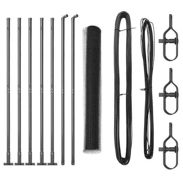 vidaXL Hecke met palen Grijs 1 x 10 m PVC-gecoat staal