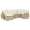 vidaXL 6-delige Loungeset met kussens poly rattan beige