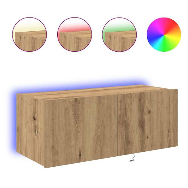 vidaXL TV Wandkast Artisan Eiken 80 x 35 x 31 cm Bewerkt hout