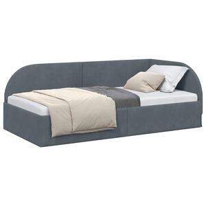 vidaXL Hoekbedframe met hoofdeinde Donkergrijs 90 cm x 190 cm Fluweel