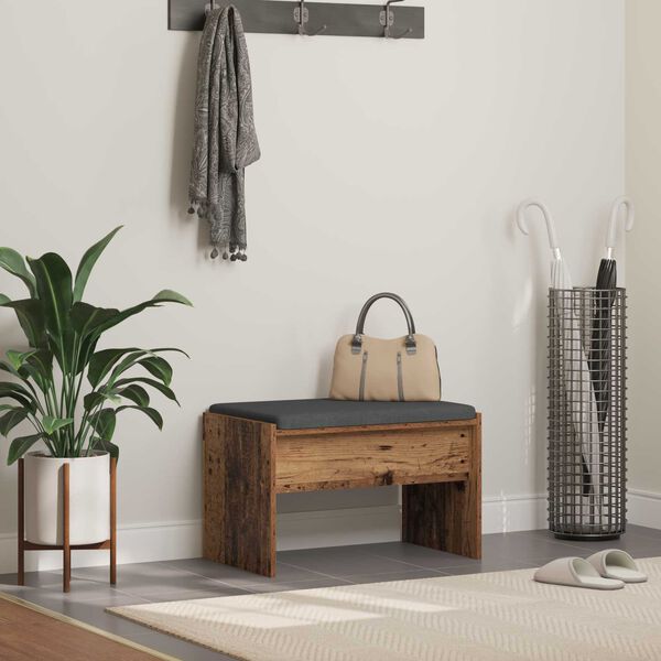 vidaXL Halbank met kussen Oudhout 63 x 38 x 40 cm