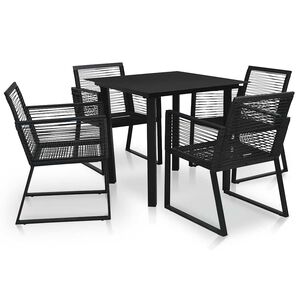 vidaXL 5-delige Tuinset PVC-rattan zwart