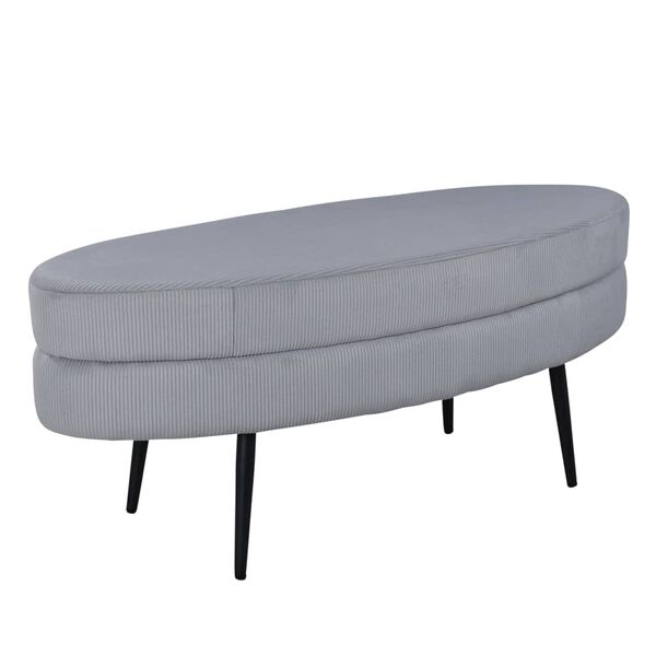 Venture Home Hocker Otto 100x40x41 cm ribfluweel zwart en grijs
