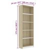 vidaXL Boekenkast met 5 schappen 60x24x175cm bewerkt hout wit en eiken