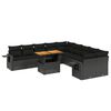 vidaXL 11-delige Loungeset met kussens poly rattan zwart
