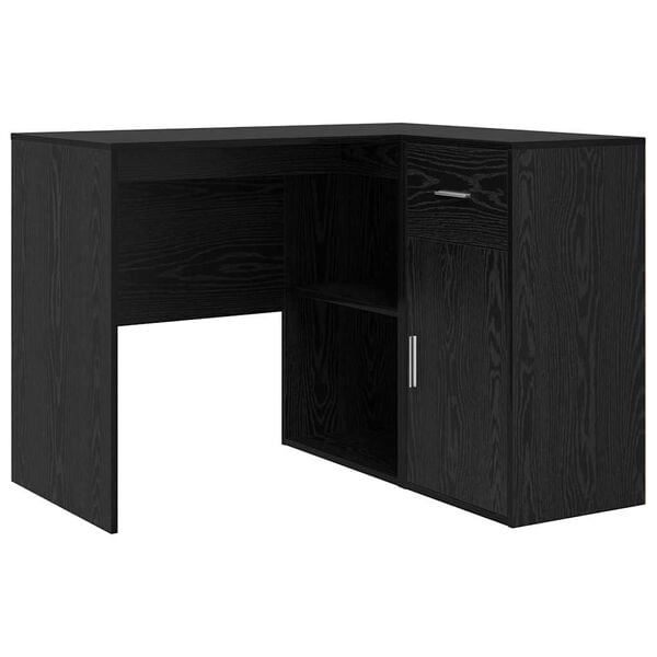 vidaXL Hoekbureau met lade Zwart Eiken 102 x 88 x 75 cm