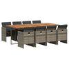 vidaXL 9-delige Tuinset met kussens poly rattan grijs
