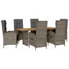 vidaXL 7-delige Tuinset met kussens poly rattan grijs