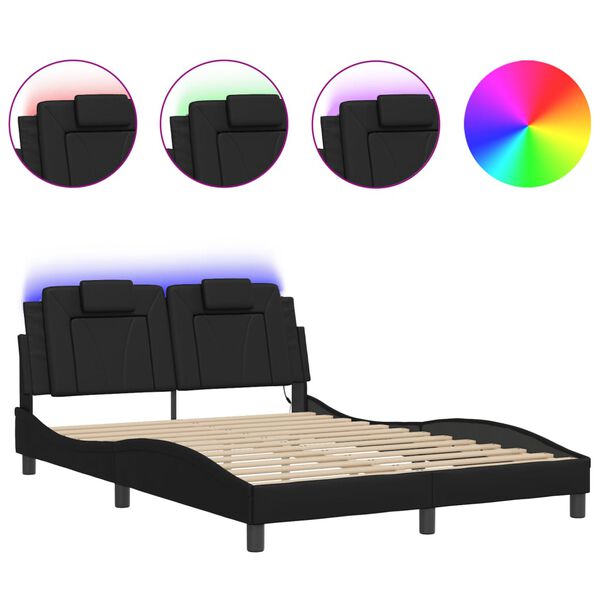 vidaXL Bedframe "Viana" met LED zonder matras zwart 120x200 cm