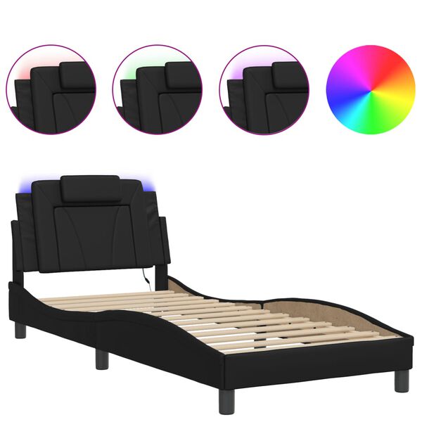 vidaXL Bedframe "Viana" met LED zonder matras zwart 90x190 cm