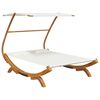 vidaXL Loungebed met luifel 165x203x138 cm massief gebogen hout cr&egrave;me
