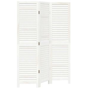 vidaXL Kamerscherm met 3 panelen massief paulowniahout wit