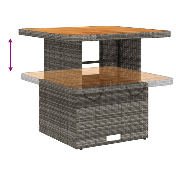 vidaXL Tuintafel 80x80x71 cm poly rattan en acaciahout grijs