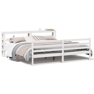 vidaXL Bedframe zonder matras massief grenenhout wit 200x200 cm