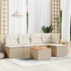 vidaXL 6-delige Loungeset met kussens poly rattan beige