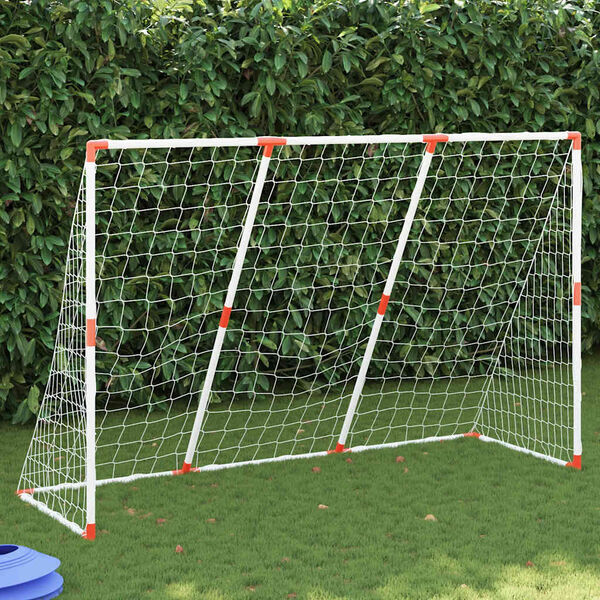 vidaXL Kindervoetbaldoel met ballen 2-in-1 184x64x124 cm wit