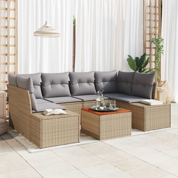 vidaXL Tuin Sofa Set 7 pcs beige en lichtgrijs