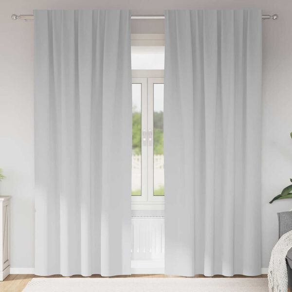 vidaXL Zwart-out Gordijnen met Ringen 2 pcs Bleekgrijs 245 x 140 cm