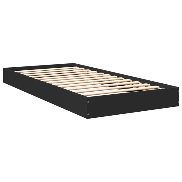 vidaXL Bedframe bewerkt hout zwart 75x190 cm