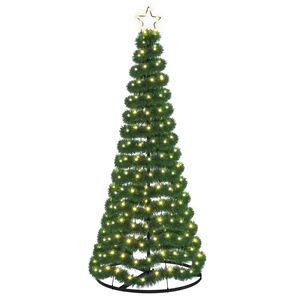 vidaXL Led-tinselkerstboom met voet EKENAS 180 cm 220 LED's Warmwit