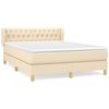 vidaXL Boxspring met matras stof cr&egrave;mekleurig 140x200 cm